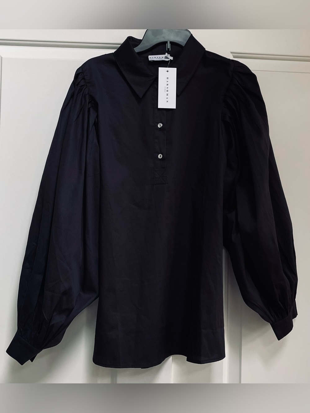 NWT Harshman Barbera Cotton Sateen
Blouse Top Black Size 1X Blouson Sleeve - Picture 3 of 15